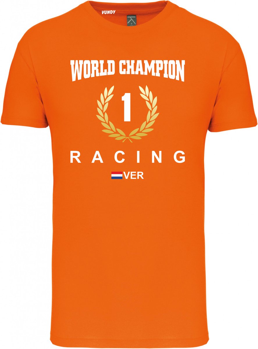 T-shirt kinderen krans World Champion 2022 | Max Verstappen / Red Bull Racing / Formule 1 Fan | Wereldkampioen | Oranje | maat 104